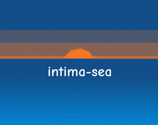 title screen of a game, sunrise with text "Intima-sea"